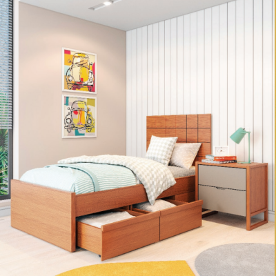 CAMA 268 LISBOA COM GAVETAS +MESA DE CABECEIRA 1538 JEQUITI